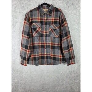 Grizzly Mountain Mens Flannel Shirt Jacket Gray L Sherpa Lined Plaid Outdoor NWT
